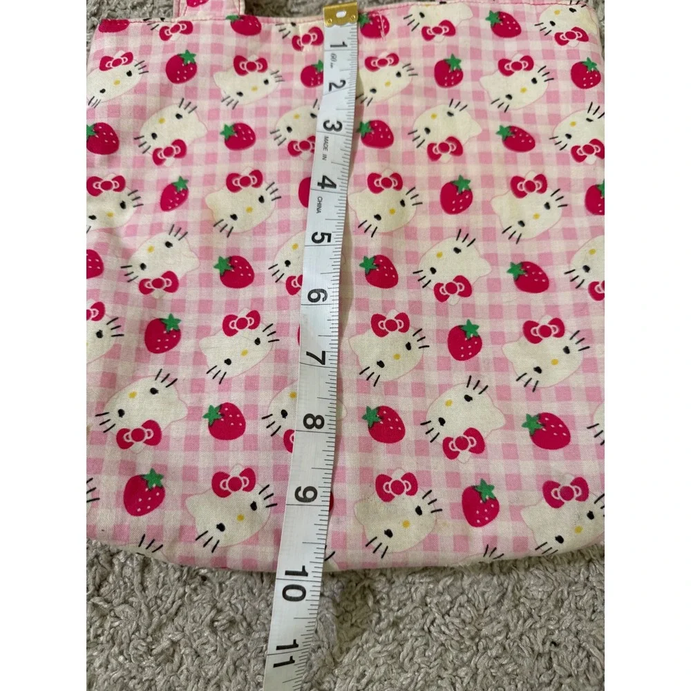 Sanrio Hello Kitty Tote Bag Small Pink Gingham Strawberry Kids Kawaii Bag